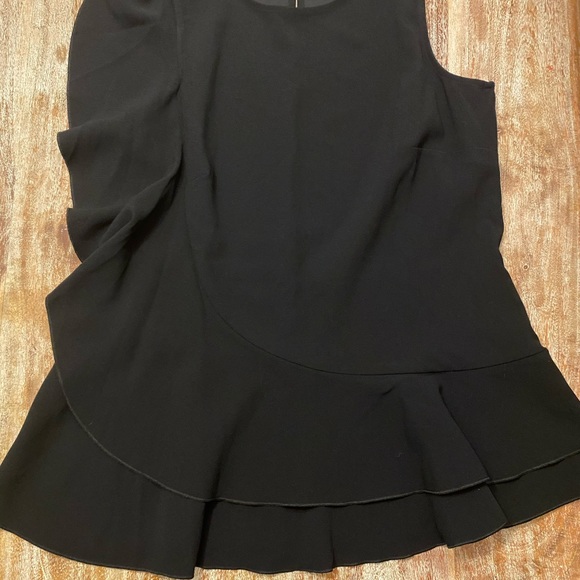 Ann Taylor Black Ruffle Shoulder Peplum Top XS - Picture 5 of 8